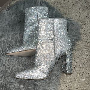 These beautiful rhinestone silver boots, Steve Madden